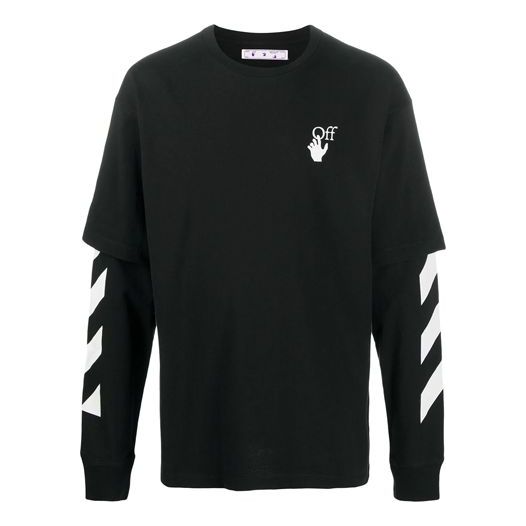 Off-White Fw20 Diagonal Stripe Layered Sleeve Swea OMAB022F20FAB0031001