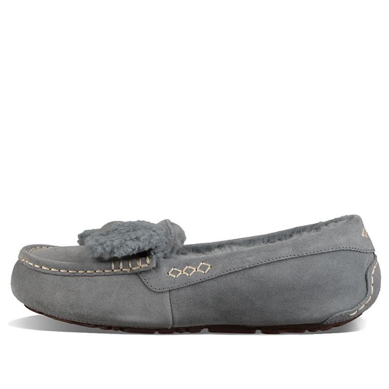 (WMNS) UGG Ansley Fur Bow Gray 1019758-GYS