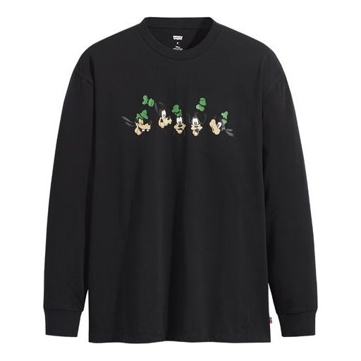 Men's Levis x DISNEY Mickey Crossover Cartoon Printing Long Sleeves Black A0881-0000