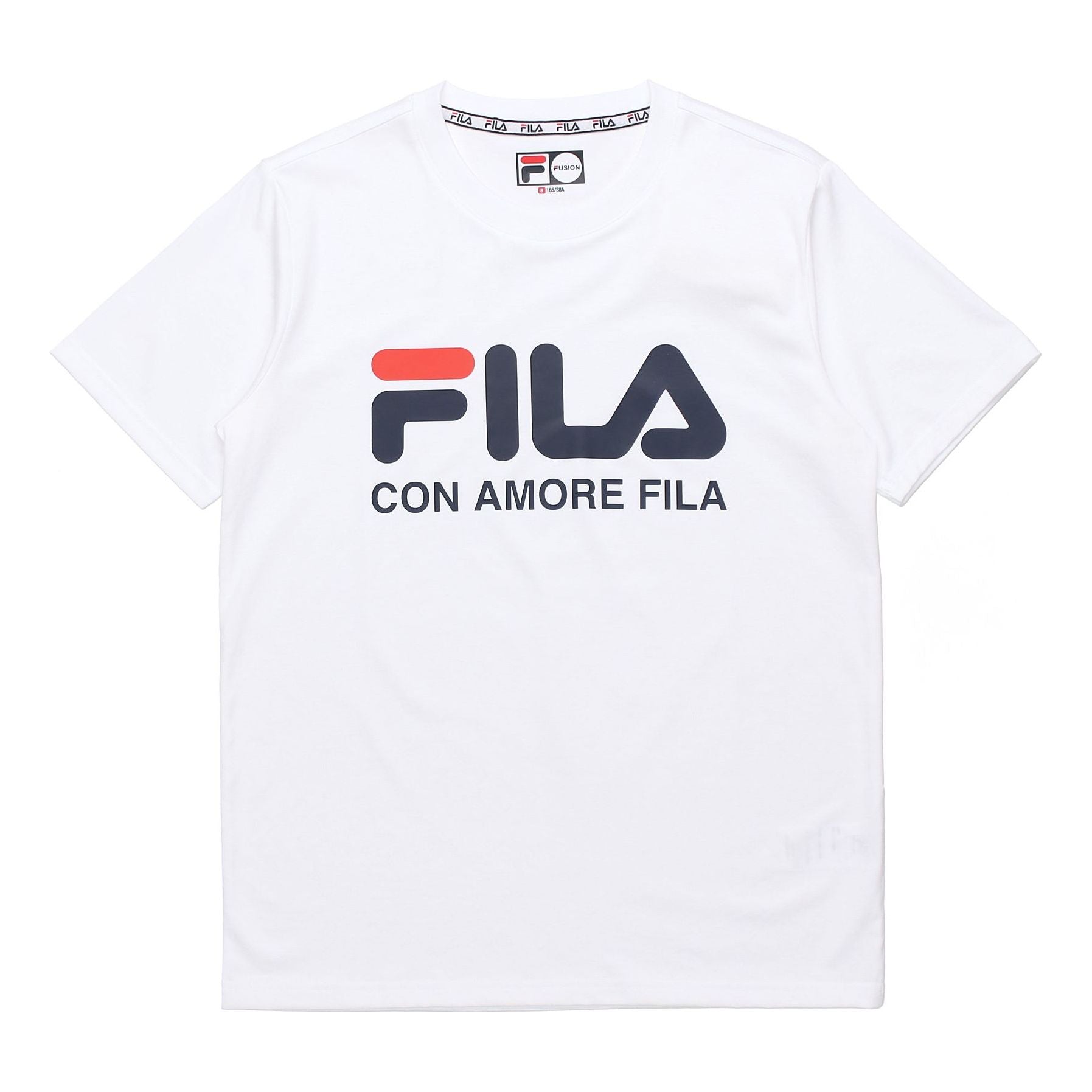 FILA FUSION Casual Logo Printing Round Neck Short Sleeve White T51M019150F-WT