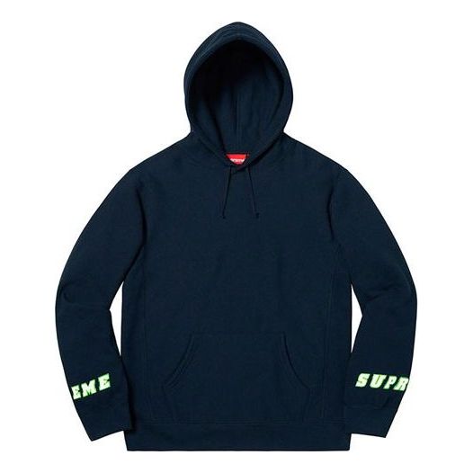 Supreme SS19 Wrist Logo Hooded Sweatshirt Unisex Navy Blue SUP-SS19-10225