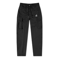 Air Jordan Solid Color Patch Button Drawstring Elastic Waistband Casual Pants/Trousers Men's Black DH9069-010