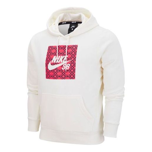 Nike SB Skateboard Pullover Fleece hooded Printing Athleisure Casual Sports White CZ3539-133