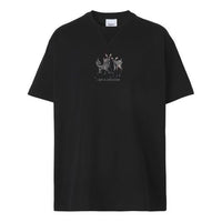 Men's Burberry Embroidered Loose Pullover Short Sleeve Black 80426881