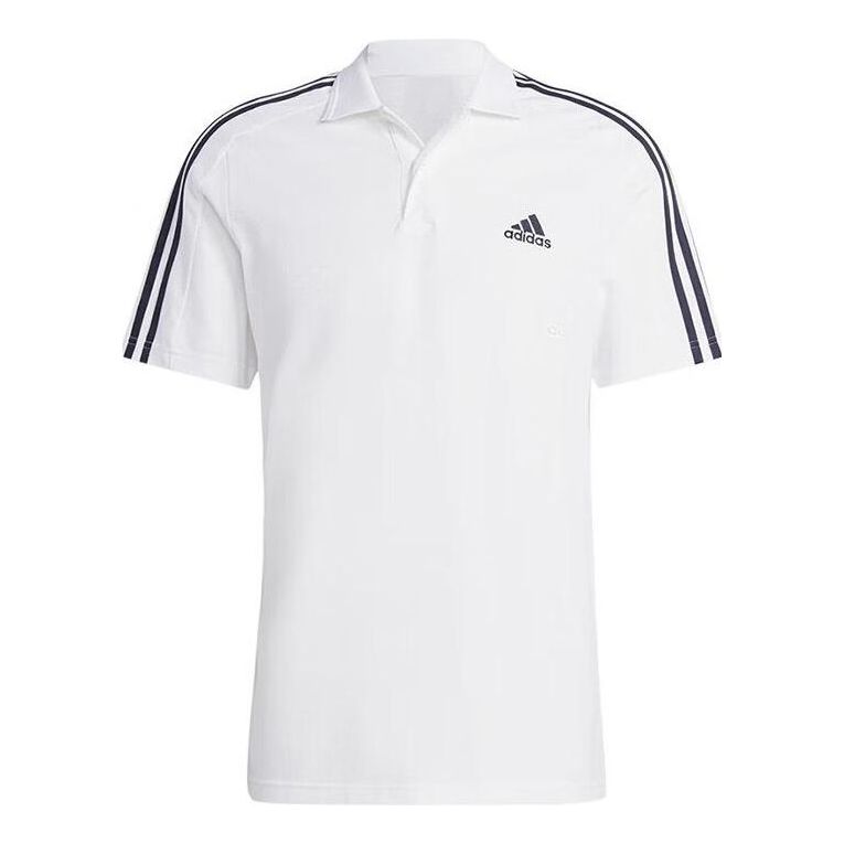 adidas Essentials Piqu Embroidered Small Logo 3-Stripes Polo Shirts 'White' IC9312