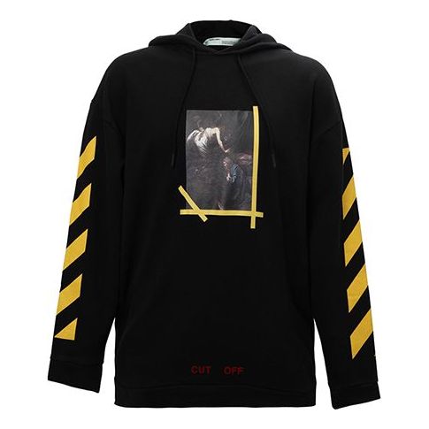 Off-White Cotton Printing Logo hooded Long Sleeves Black OMBB009F160030371099