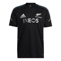 Men's adidas Printing Stripe Logo Round Neck Short Sleeve Black T-Shirt HG7301