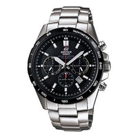 Men's CASIO EDIFICE Series Black Dial Solar Energy Metallic Strap Watch Solar Powered Mens Silver Analog EFR-518SBBJ-1AJF
