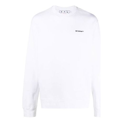 Men's Off-White FW22 Logo Printing Round Neck Long Sleeves Pullover Loose Fit White OMBA057F22FLE0110110