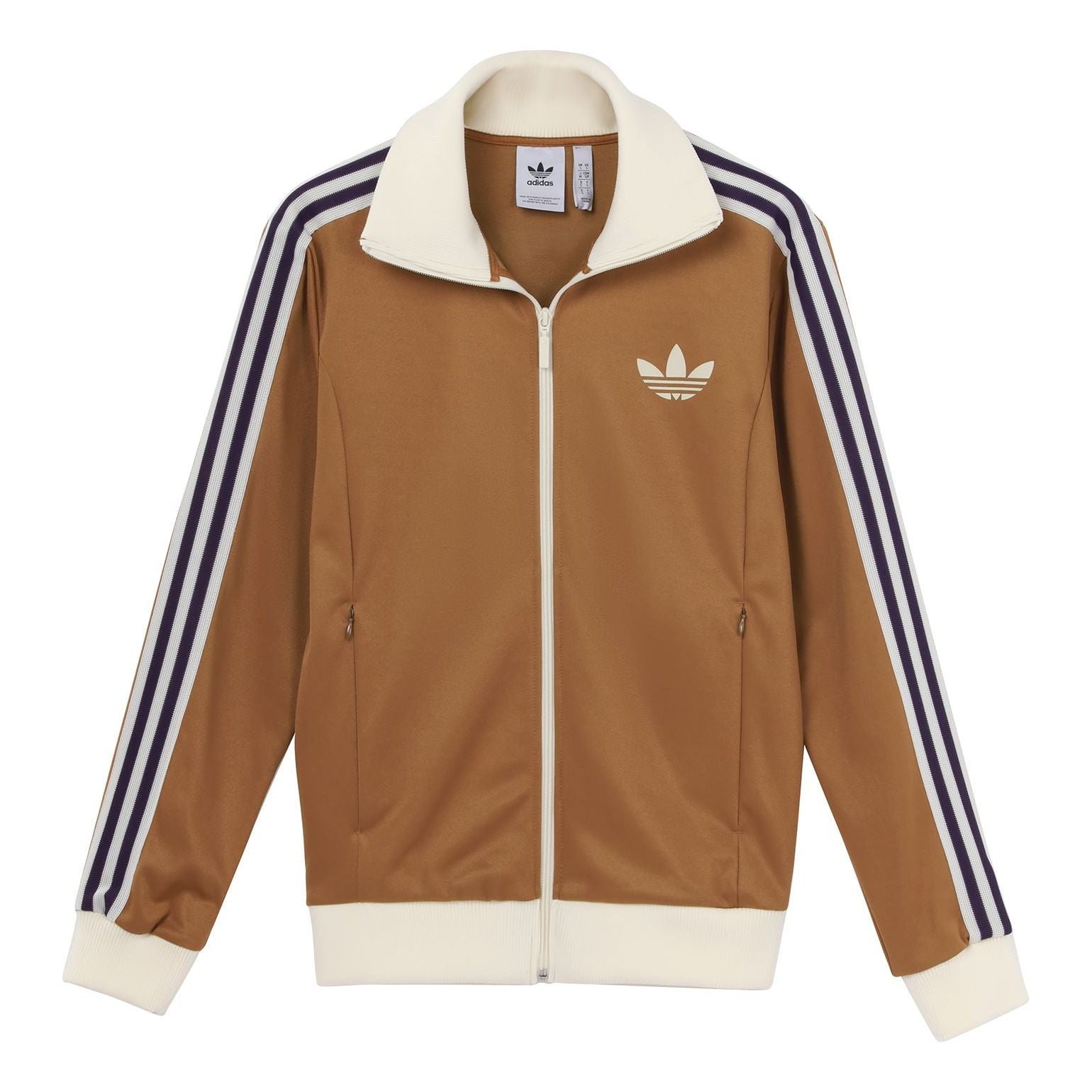 Men's adidas originals Brand Logo Printing Zipper Classic Sports Jacket Autumn Brown IB3427