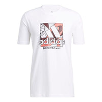 Men's adidas Alphabet Logo Geometry Pattern Printing Round Neck Short Sleeve Japanese Version White T-Shirt HC6911