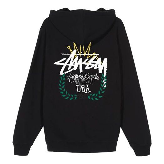 Stussy Lb Wreath Hood Usa Printing Logo Unisex Black 3923617