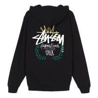 Stussy Lb Wreath Hood Usa Printing Logo Unisex Black 3923617