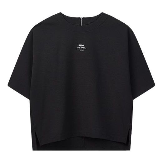 (WMNS) FILA Half Zipper Asymmetric Short Sleeve Navy Blue T-Shirt F11W038132F-NV