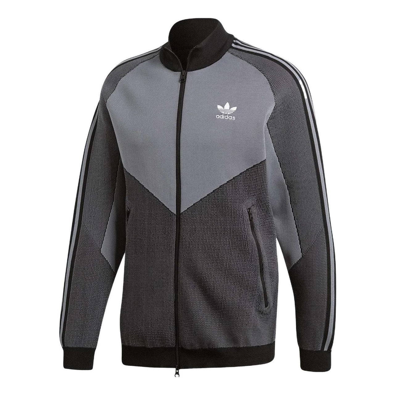 adidas originals Plgn Knitted Track Jacket 'Grey Black' CW5108