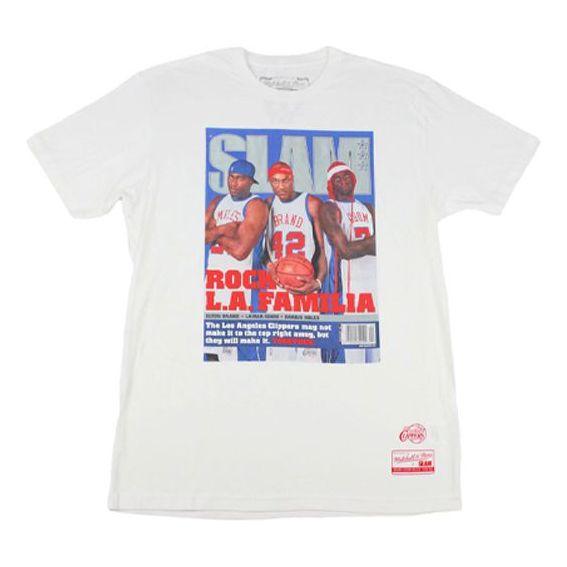 Men's Mitchell & Ness x SLAM Crossover Poster Short Sleeve White BMTRBA18455-CLBWHITMLT