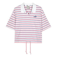 (WMNS) Skechers Stripe Polo Shirt 'Pink White' L223W027