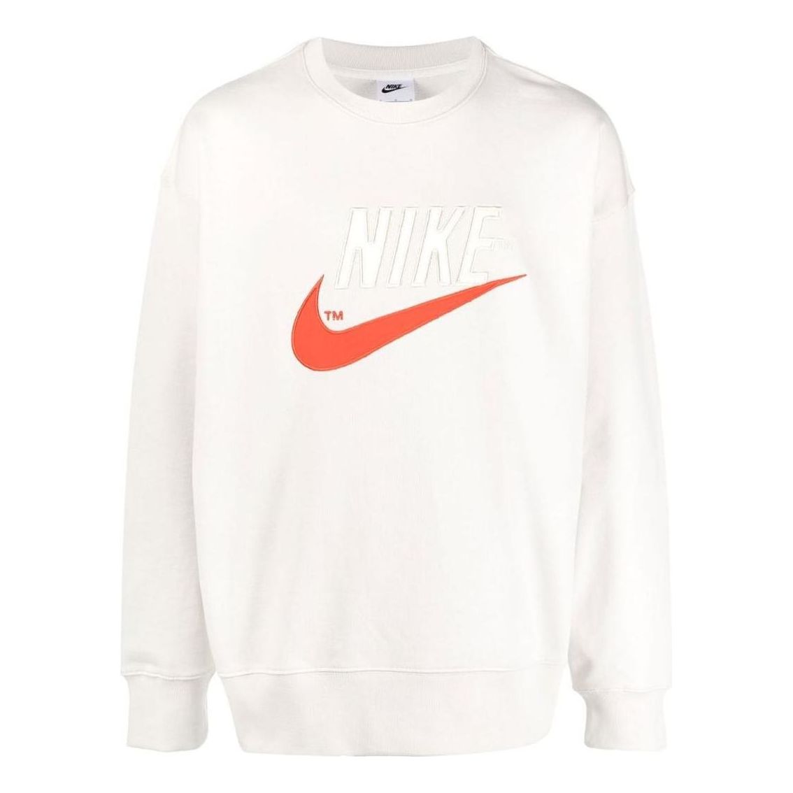 Men's Nike Swoosh Brand Logo Printing Round Neck Pullover Long Sleeves White DO8891-030