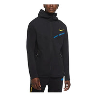 Men's Nike Solid Color Logo Alphabet Hooded Zipper Jacket Black CK8588-010