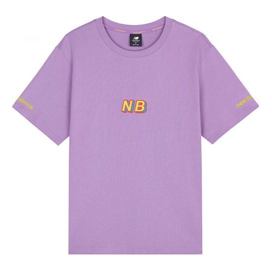 (WMNS) New Balance Logo Embroidered Sports Round Neck Short Sleeve Purple T-Shirt AWT12324-MPP