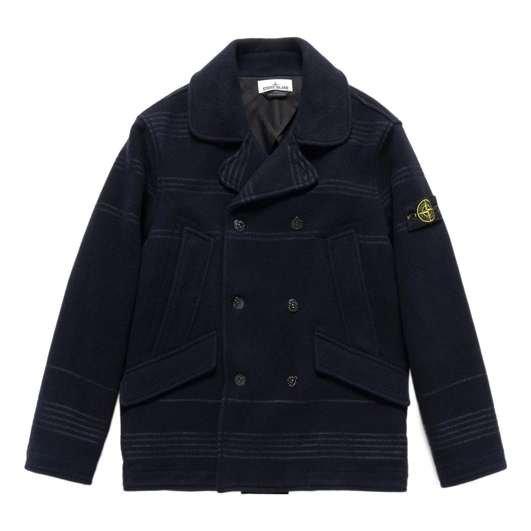 STONE ISLAND Double-Breasted Logo Patch Jacket 'Black' 771542952-V0020