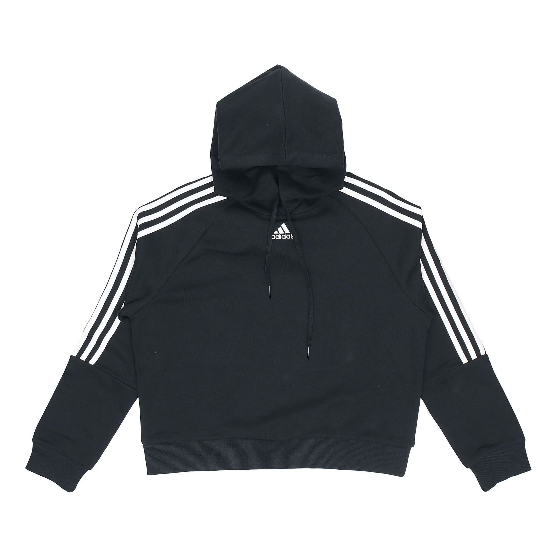 (WMNS) adidas Loose-Cut 3-Stripes Cropped Hoodie 'Black' GL1460