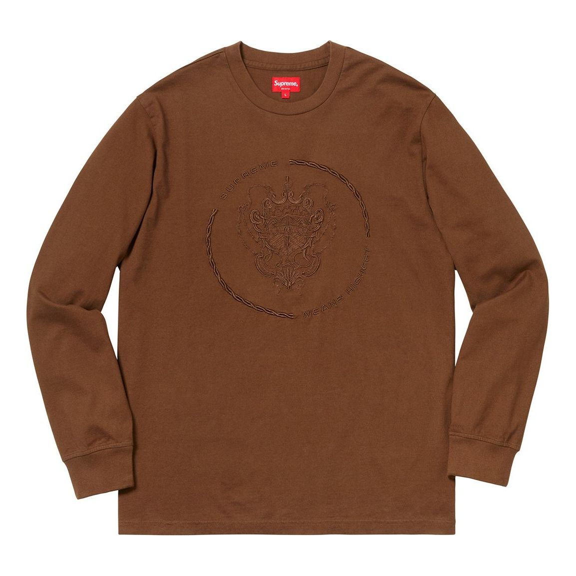 Supreme FW18 Crest L/S Top Brown Long Sleeves Pullover Hoodie SUP-FW18-385