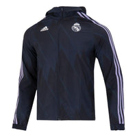 Men's adidas Logo Printing Hooded Zipper Jacket Blue HD1334