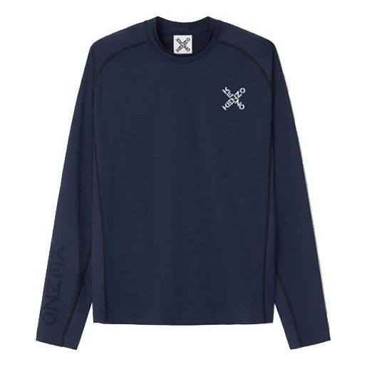 Men's KENZO SS21 Little X Round Neck Pullover Long Sleeves Blue FB55TS0244JS-77