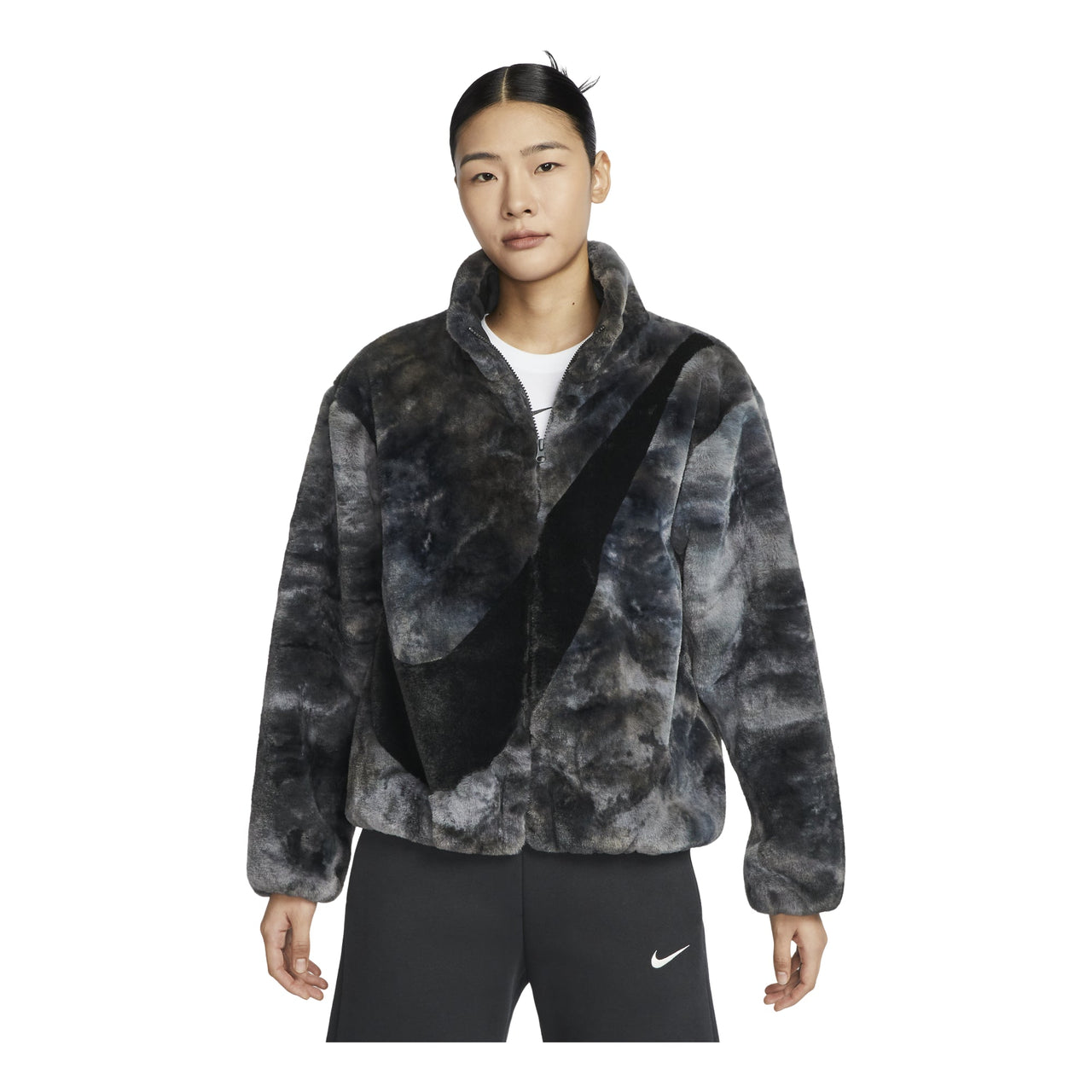 (WMNS) Nike Big Swoosh Sportswear Jacket 'Black' HQ4871-010