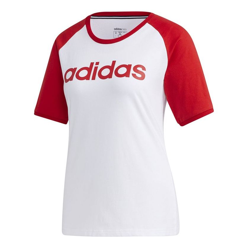 (WMNS) adidas neo Large logo Alphabet Printing Short Sleeve White GL1176