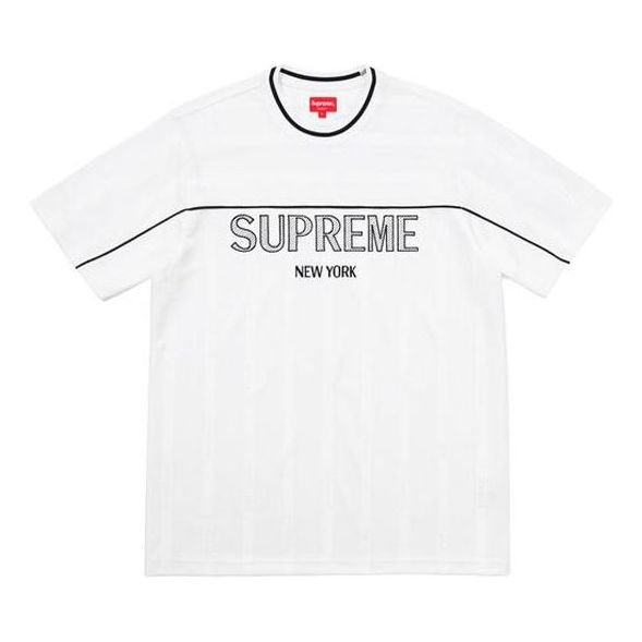 Supreme SS18 Dazzle Warm Up Top White Tee 'Black White' SUP-SS18-0019