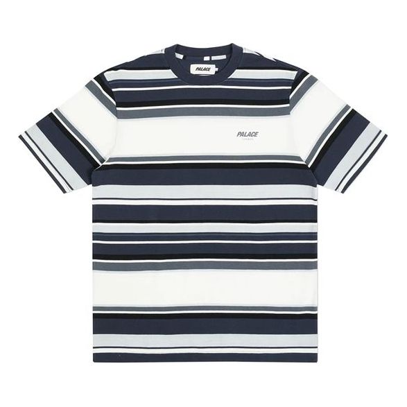 PALACE Logo Printing Stripe Colorblock Short Sleeve Unisex White P19ES028