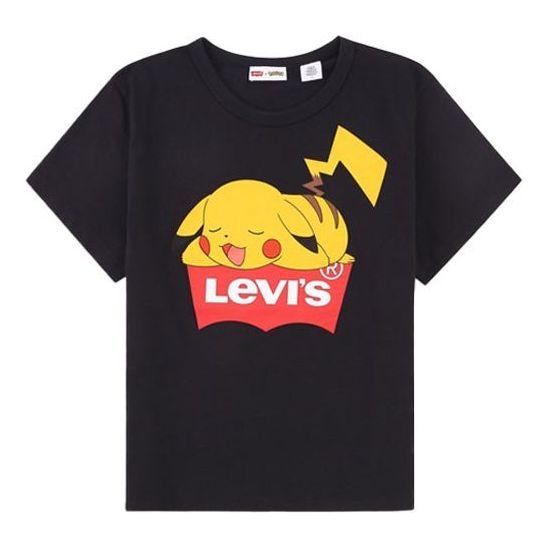 Levis x Pokmon Crossover Pikachu Cartoon Printing Short Sleeve Black 59187-0004