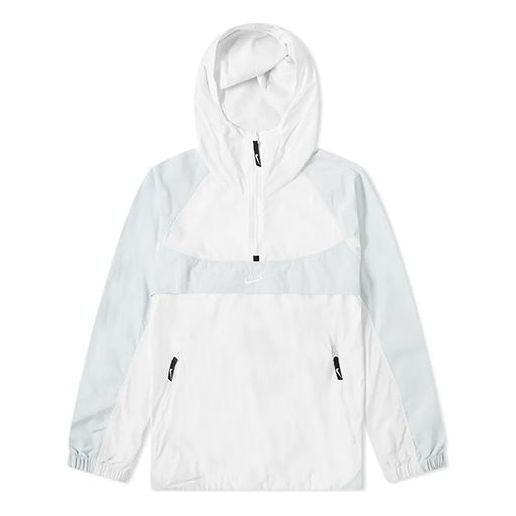 Nike Re-issue Men's Woven Popover 1/2 Zip Hooded Jacket Grey/White BV5385-100