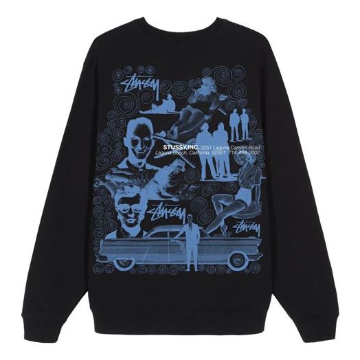 Stussy Unisex Printing Round-neck Sweatshirt Black 3913616