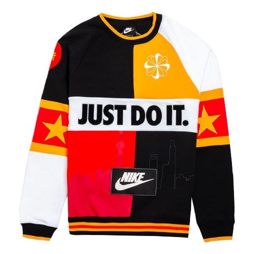 Nike Contrasting Colors Embroidered Pattern Round Neck Sports Pullover AR1898-010