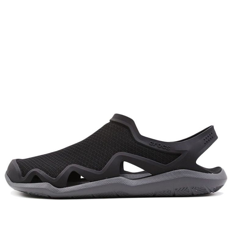 Crocs Swiftwater Wave Sandal Flats 'Black Grey' 205701-0DD