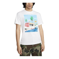 Nike SB Skateboard Cartoon landscape Pattern Skateboard Round Neck Short Sleeve White DR7766-100