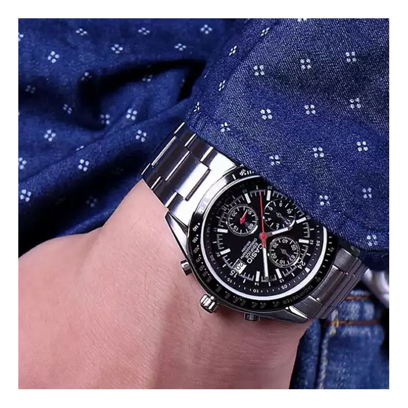 CASIO Stainless Steel Strap Mens Silver Analog EF-503D-1A2021