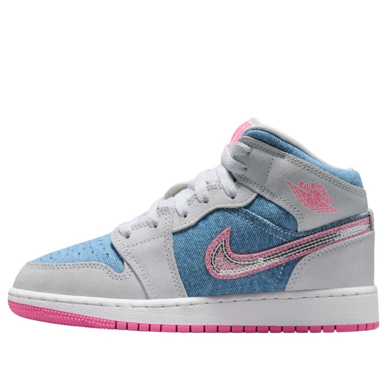 (GS) Air Jordan 1 Mid 'Denim Sequin' HQ1999-400
