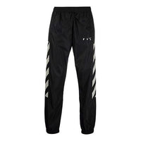 Men's Off-White FW21 Logo Diagonal Stripes Bundle Feet Sports Pants/Trousers/Joggers Black OMCJ001F21FAB0011017