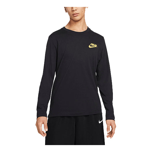 Men's Nike Logo Printing Basketball Round Neck Long Sleeves Black T-Shirt DN2943-010