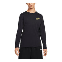 Men's Nike Logo Printing Basketball Round Neck Long Sleeves Black T-Shirt DN2943-010