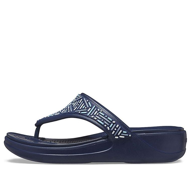 (WMNS) Crocs Monterey Beaded Flip-Flops Deep Blue 206851-410