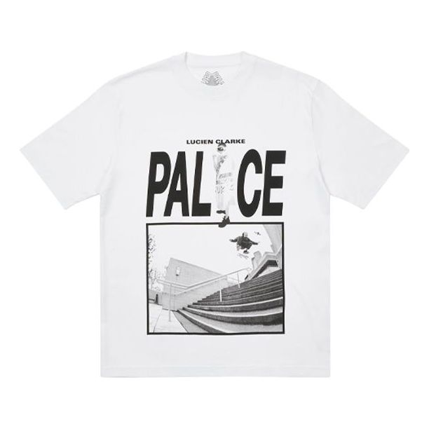 Men's PALACE Round Neck Cotton Pattern Printing Short Sleeve White P20TS201