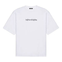 Men's Balenciaga Symbolic Round Neck Alphabet Printing Short Sleeve White 620969TIV509040