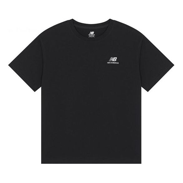 New Balance Logo Embroidered Knit Round Neck Short Sleeve Black T-Shirt UT21503-BK