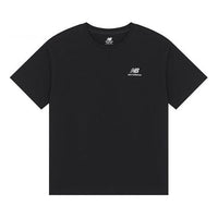 New Balance Logo Embroidered Knit Round Neck Short Sleeve Black T-Shirt UT21503-BK
