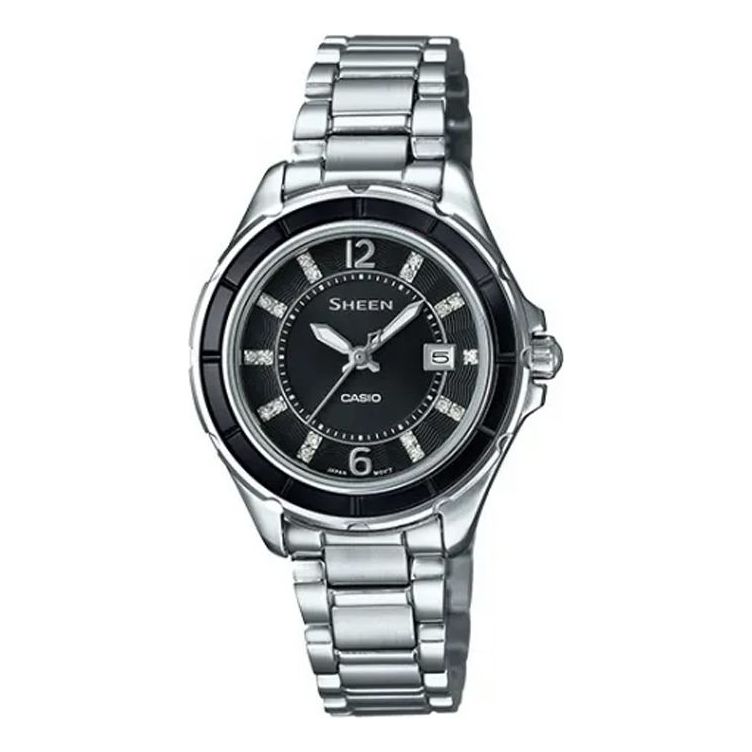 CASIO Sheen Series Quartz Movement Black Dial Stainless Steel Strap Watch Analog SHE-4045D-1A